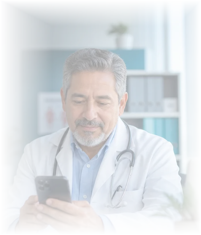 Formulario móvil de registro y solicitud de demo para agenda médica online
